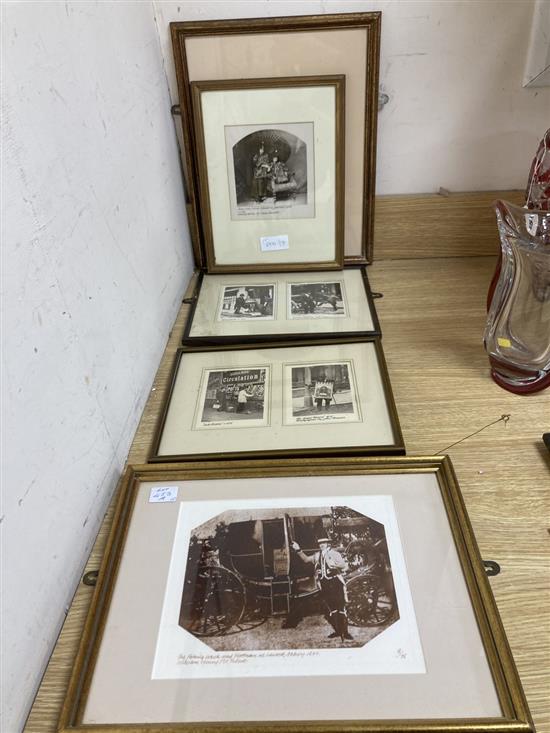 Seven Victorian photographic reprints to include Alice and Lorina Caroll after Lewis Caroll and Lacock Abbey by Fox Talbot